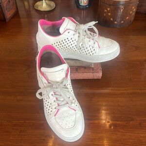 A.S.98 womens adrian sneakers White Leather Perforated Platform Insole
